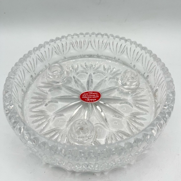 NEW Princess House #830 Full Lead Crystal 3 Taper Candle Holder 6”x1.5” - Picture 2 of 4